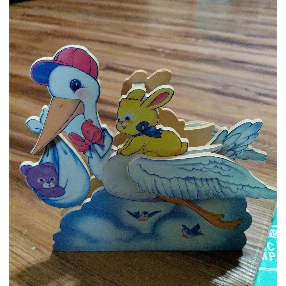 VTG New San Francisco Music Box Co Mechanical Stork Baby Catch A Falling Star